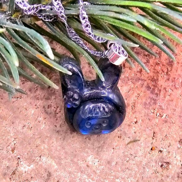 Nature Labradorite Carved Flashy Cute Rabbit Girl Pendant Necklace - Picture 7 of 10